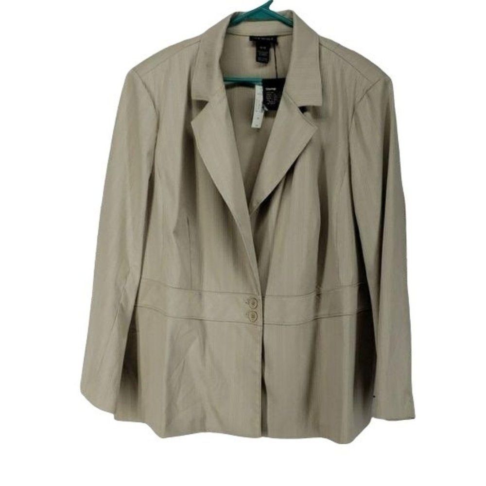 Lane Bryant Cityology Tan Pinstripe‎ Blazer Jacket Plus Size 26/28 Professional
